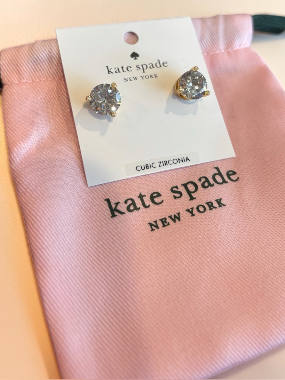 Kate Spade New York Rise and Shine clear cubic zirconia stones stud earrings NWT - Picture 3 of 4